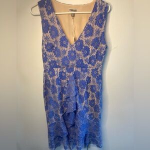 Chic Blue Floral Lace Dress